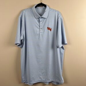 Peter Millar Clemson Tigers Blue White Stripe Performance Polo Embroidered Men's